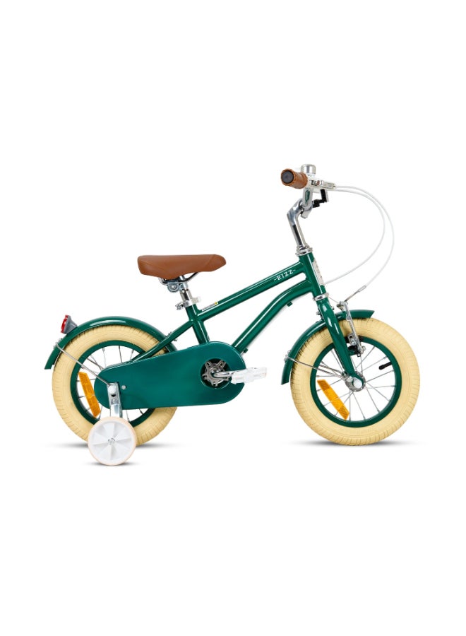 RIZZ Platinum Junior Classic 12-Inch Kids Bike | 12-Inch Wheel Size | Adjustabe Seat | Training Wheels | Green - Image 1